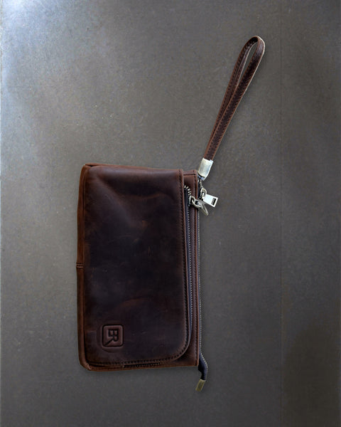 B-Roffa Flat Pouch plat leren etui met polsband